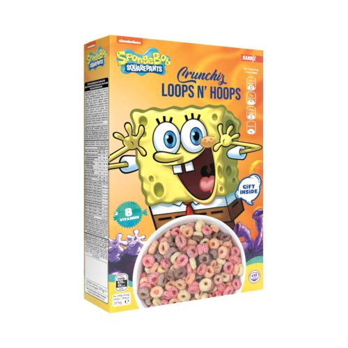 Sponge Bob Reggeliző gabona válogatás meglepetéssel - Loops N' Hoops 375g